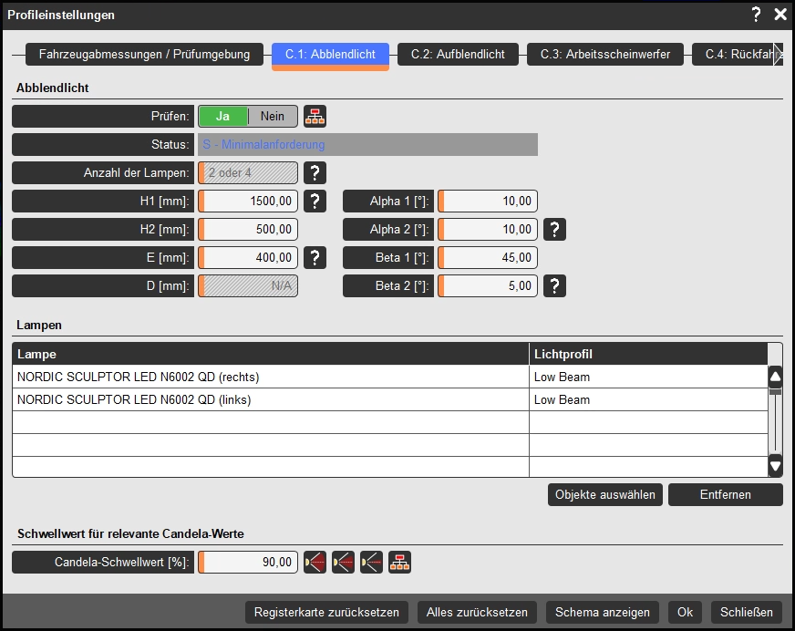 Profileinstellungen ISO 12509:2023
